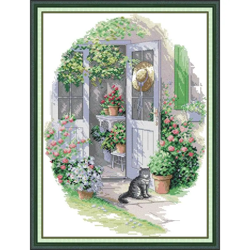 

Maydear Cross Stitch Kit,11CT/14CT/16CT/9CT Aida Fabric,DMC Threads Sewing Pattern Embroidery Set-Flower room