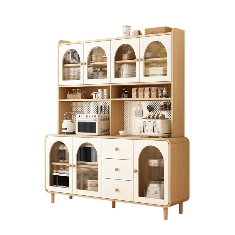 

Cream style dining side cabinet High cabinet integrated against the wall Household kitchen