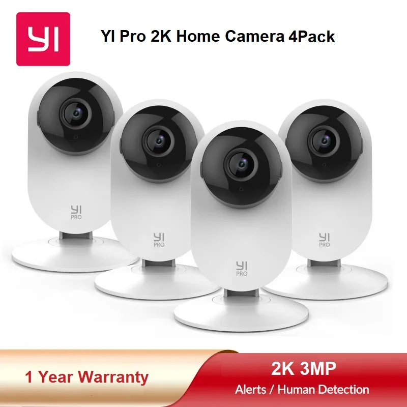 YI 2K 3MP Cameras 2/3/4Pack Home IP Cams Security System with Night Vision for Office/Baby/Nanny/Pet Monitor Wifi CCTV