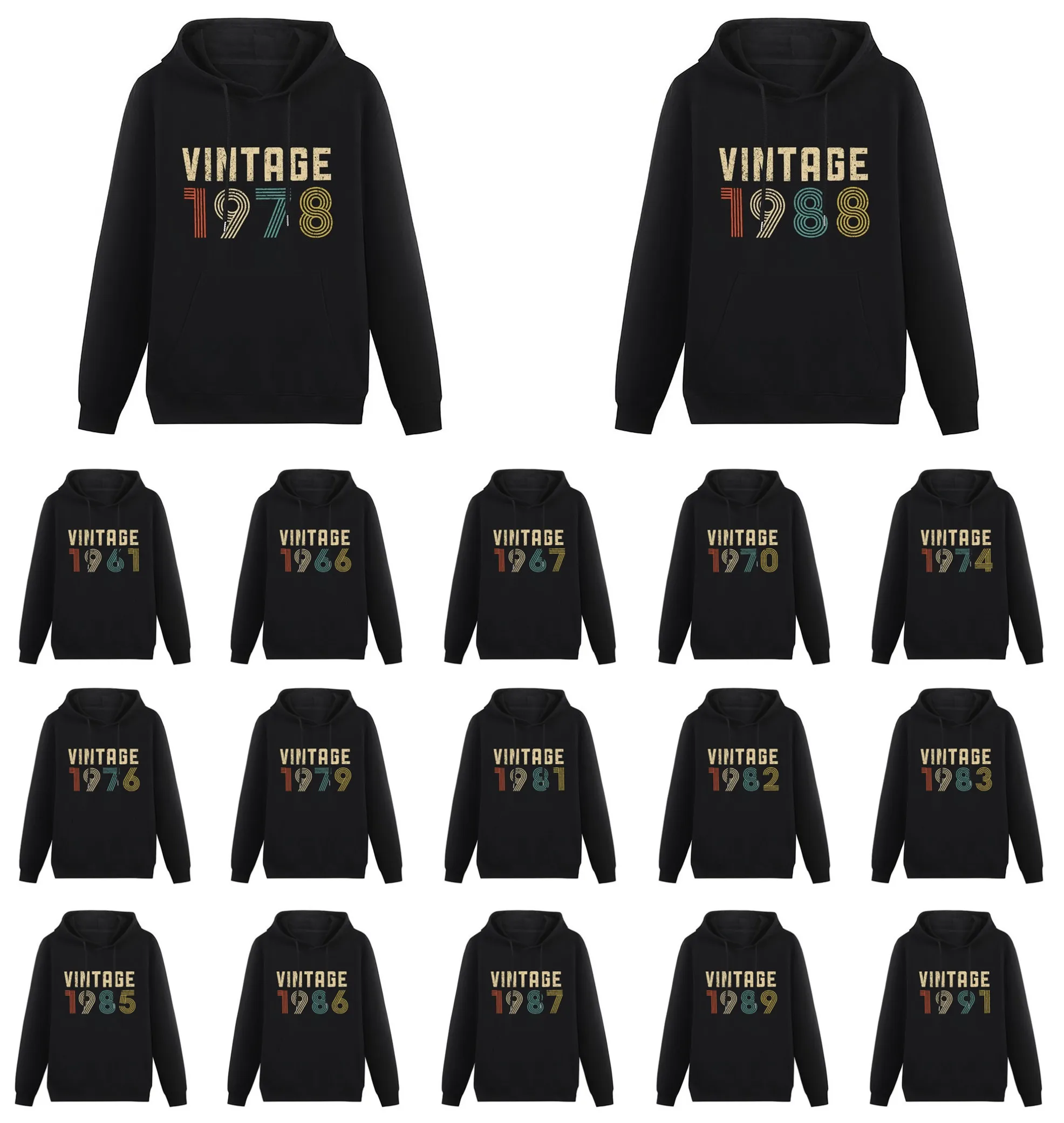 Men Women Hoodies Vintage 1978 Retro 40th Birthday Gift 1961-1991 born All the people Hoodie Pullover Hooded Sweatshirt