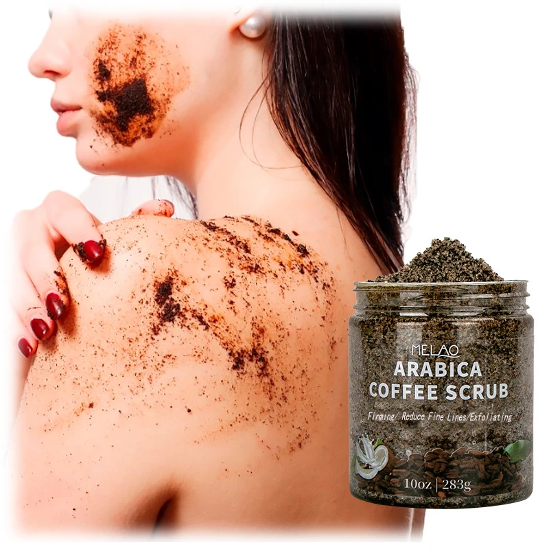 Melao Moisturizing Arabica Coffee Scrub with Collagen - Exfoliating Body Scrub for Skin Care, Face, Hands, and Feet