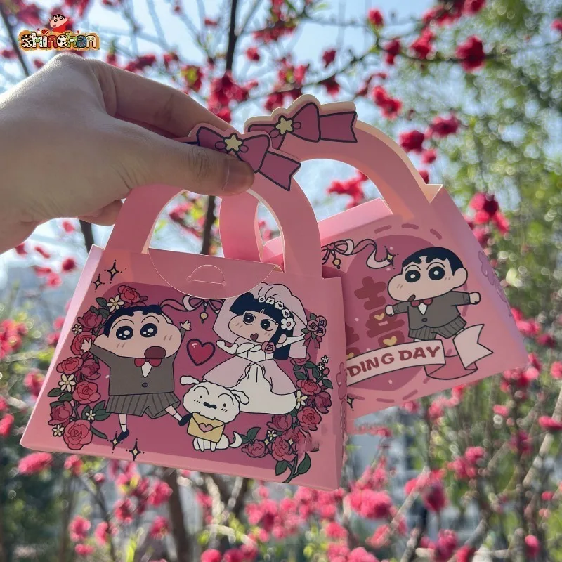 20 Pcs Crayon Shin Chan Candy Box Companion Gift Cartoon Illustration Handheld Cute Wedding Engagement Candy Box Gift Box