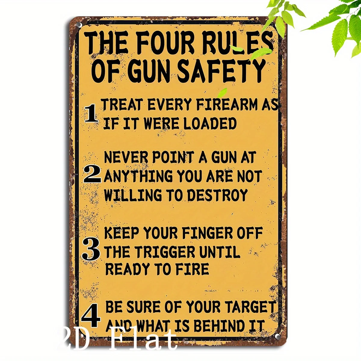 , Gun Safety Rules Retro Metal Sign - Tin Wall Decor for Home, Garage, Office, Bar, Cafe, for Man Cave Gift,