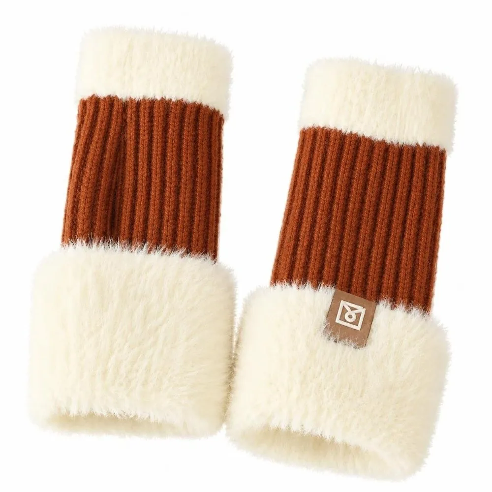 1pair Women's Winter Gloves Touchscreen Fleece Lined Fingerless Warm Mittens Thickened Windproof Thermal Gloves Outdoor Cycling