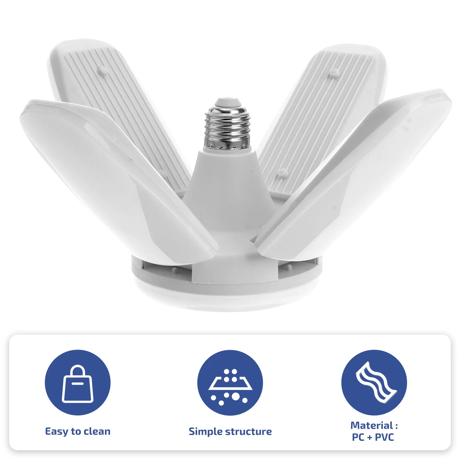 

Foldable Led Garage Ceiling Light E27 Base Bright White Bulb Adjustable Angle Sturdy Structure High Brightness Low Power Laundry