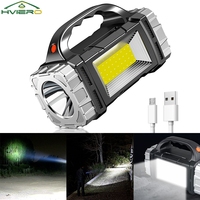 COB Side Lamps Outdoors Fishing Hiking Camping Lights USB Charging Solar Portable Flashlight LED Searchlight Handheld Waterproof