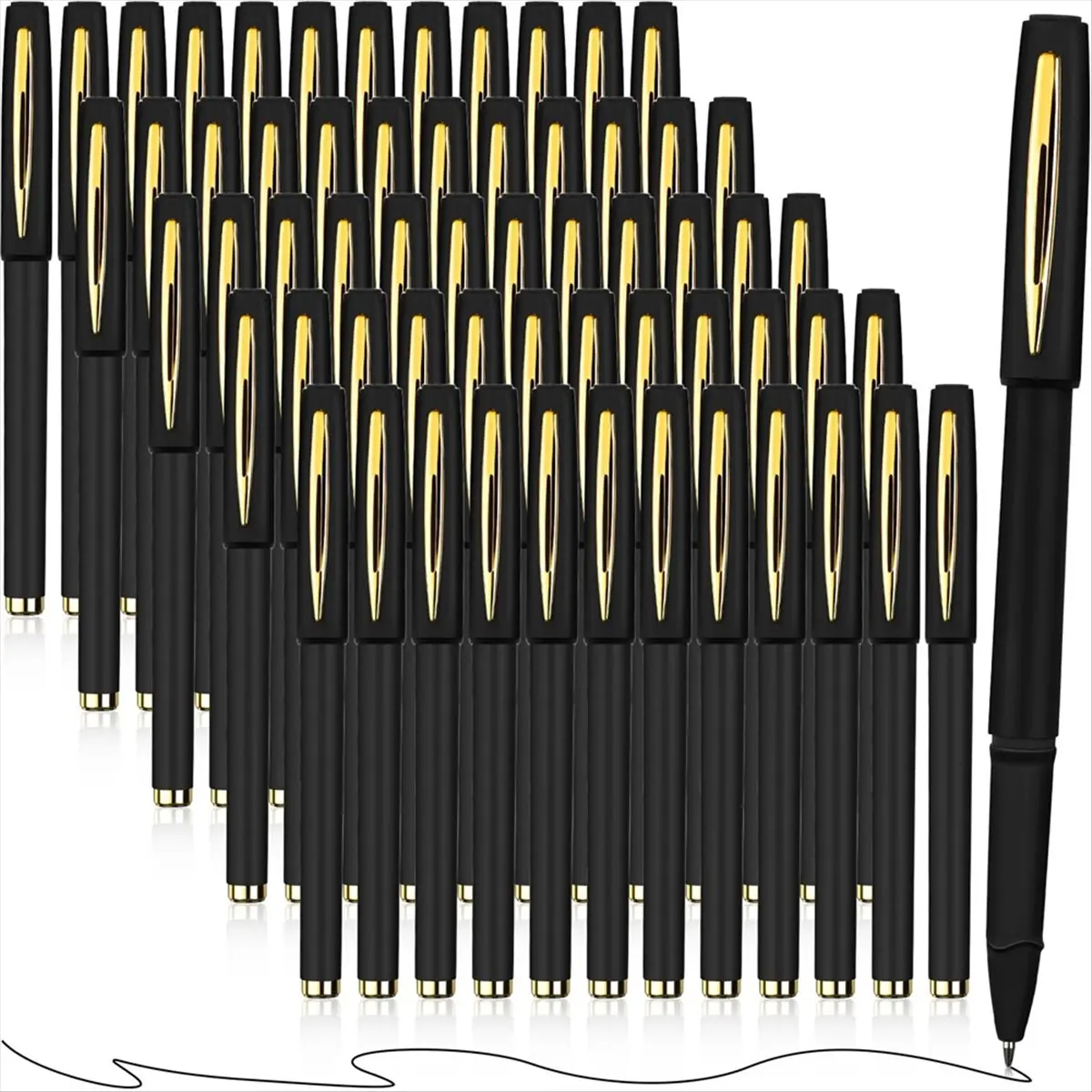 AA77 NEW  60 Pcs Black Gel Ink Pens Rollerball Pens Bulk Ultra Fine Point Roller Ball Pens Gel Pens for , School, Writing