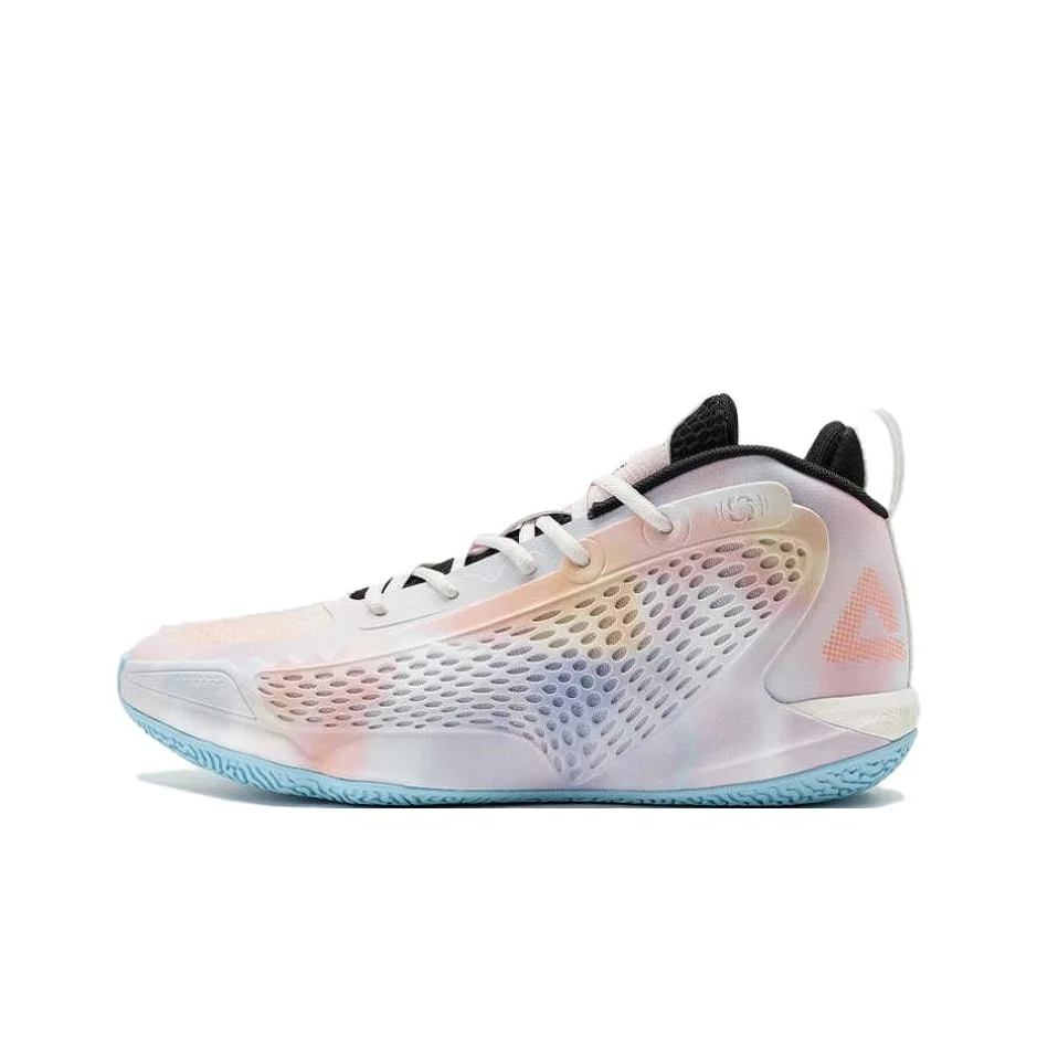 PEAK Zapatos de baloncesto de caña baja resistentes al deslizamiento y a la abrasión para hombre, color rosa y naranja