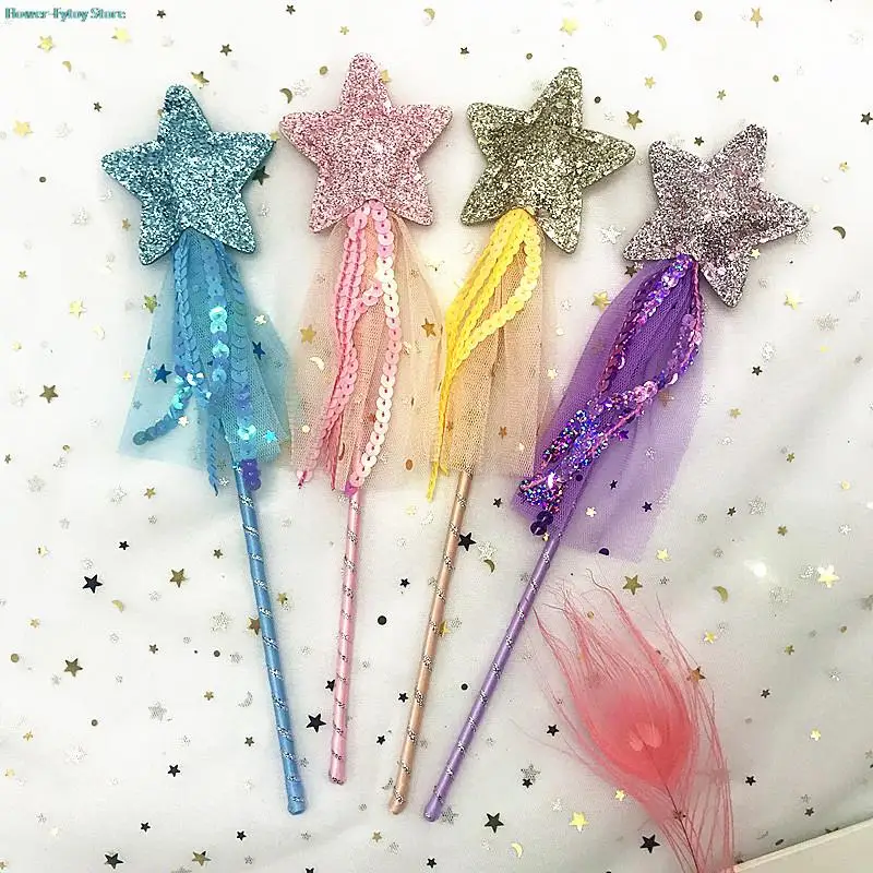 Cute Fairy Wand Dreamlike Five Pointed Star Fairy Wand Kids Magic Stick Girl Birthday Party Gift Halloween Princess Cosplay Prop