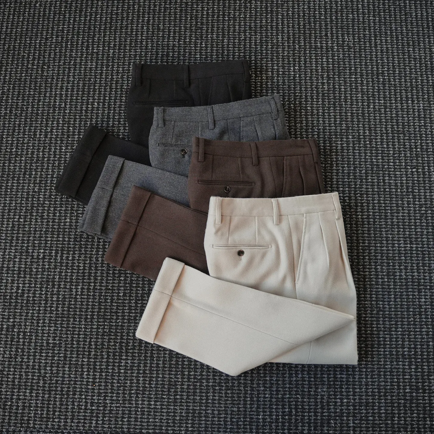 Twill wool-blend small straight trousers men's winter thermal trousers