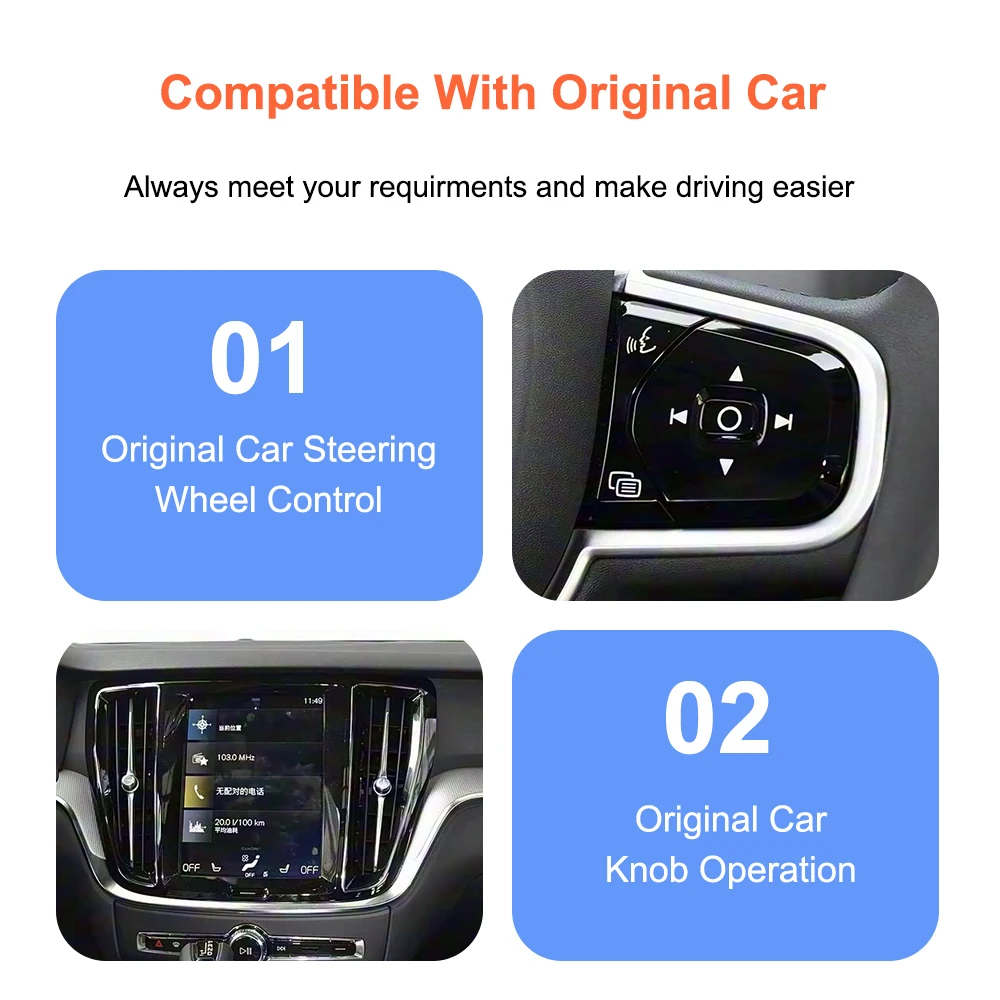 Bonroad Wireless CarPlay Android Auto Nachrüstkit-Modul für Volvo V60 V90 S60 XC40 XC60 XC90 S60 S90 2018-2022 Airplay Mirror – Detail 7