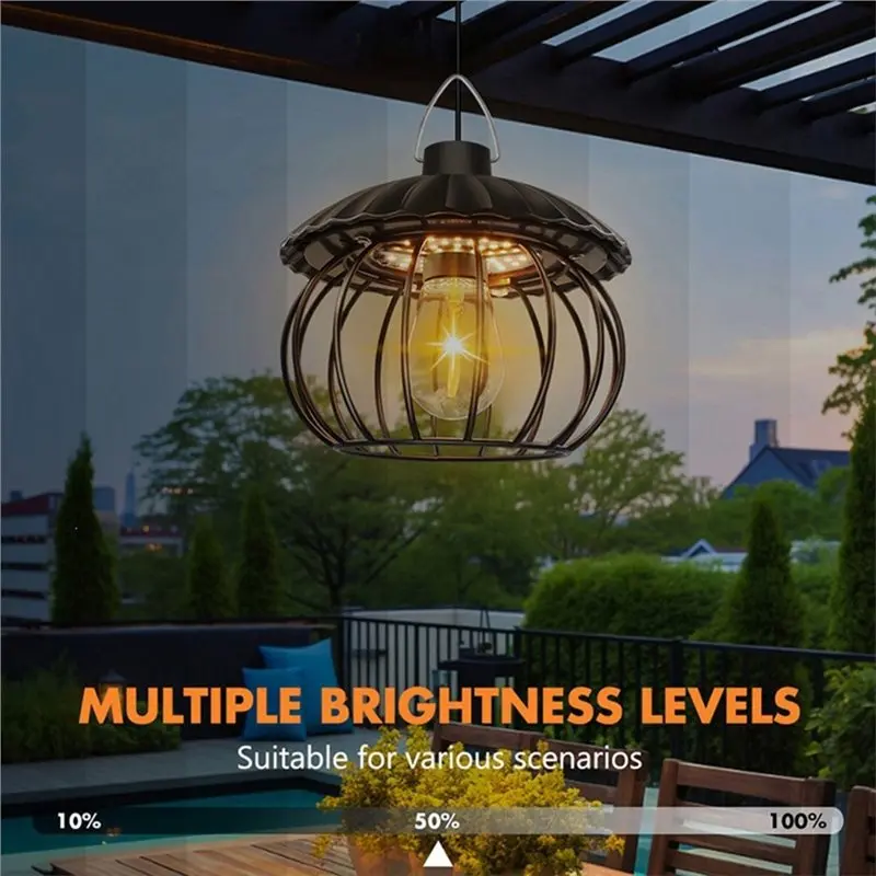 A98E-Solar Shed Light Remote Control IP65 Waterproof Outdoor Solar Pendant Lamp For Barn Garage Patio Yard