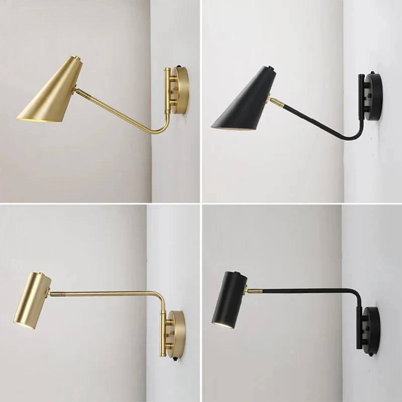 Touch sensor switch LED wall lamps modern adjustable swing long arm internal household bedside lighting decor sconce lights