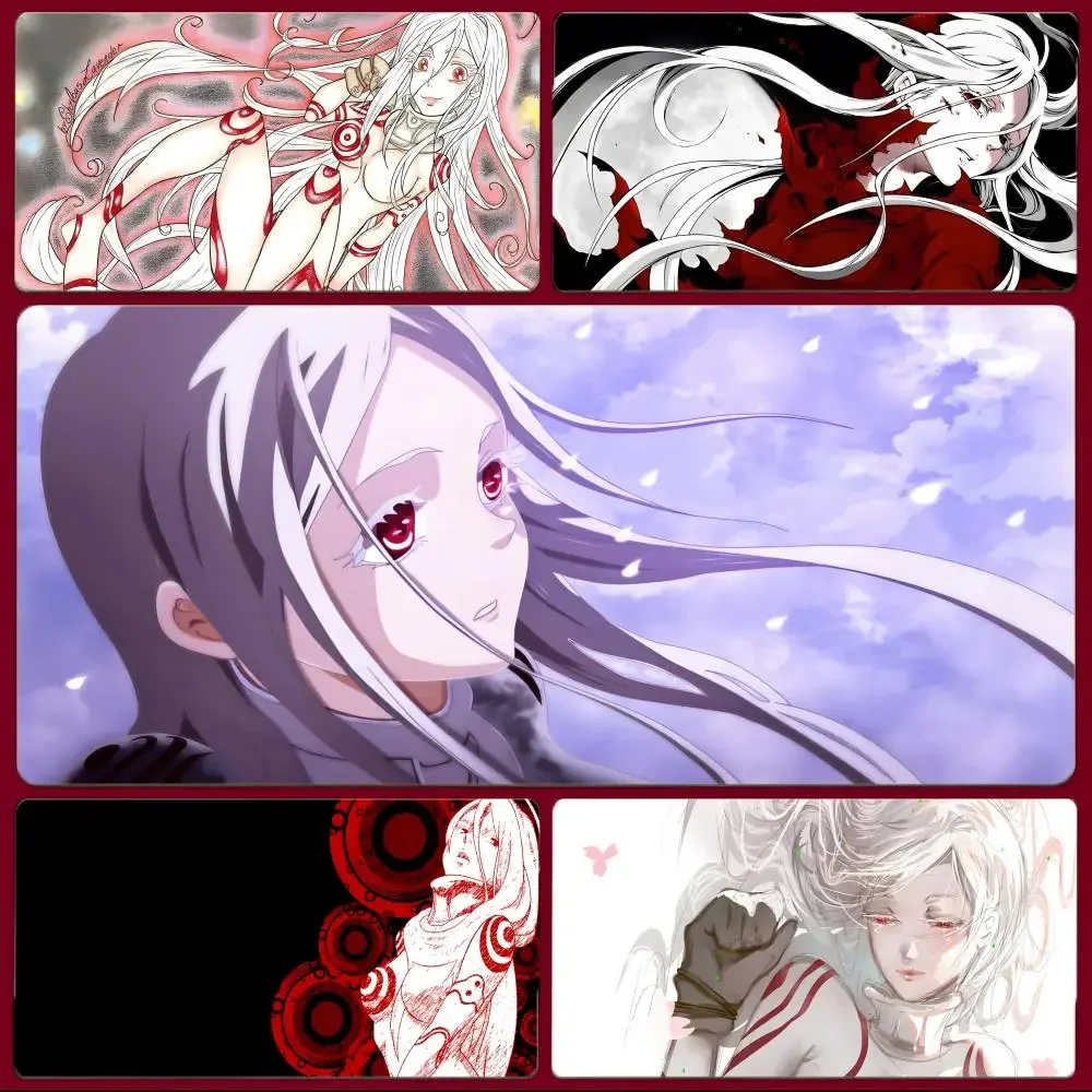 Alfombrilla de ratón grande para juegos con bordes cosidos, alfombrilla de escritorio gruesa para PC, diseño de anime de terror, prisión, D-Deadman Wonderland