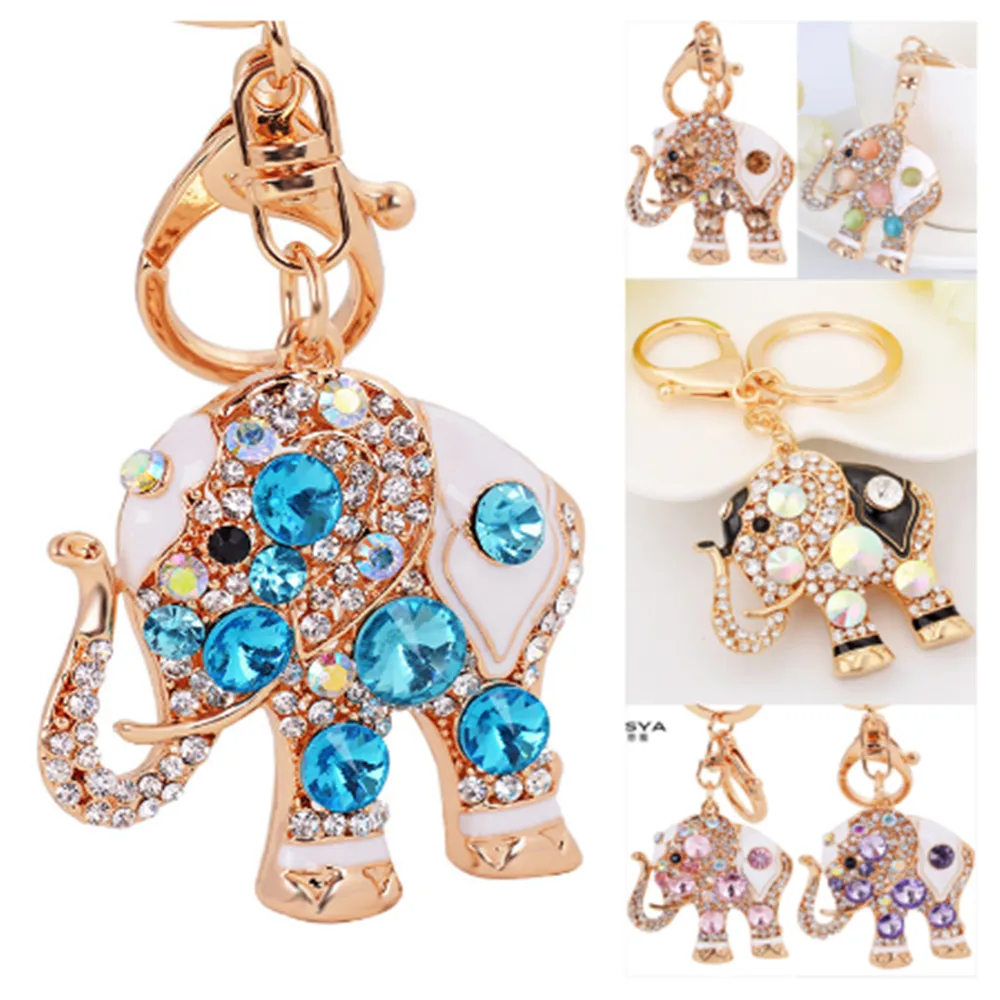 Fashion Keychain Keyring blingbling Rhinestone Elephant Key Chain Ring A236