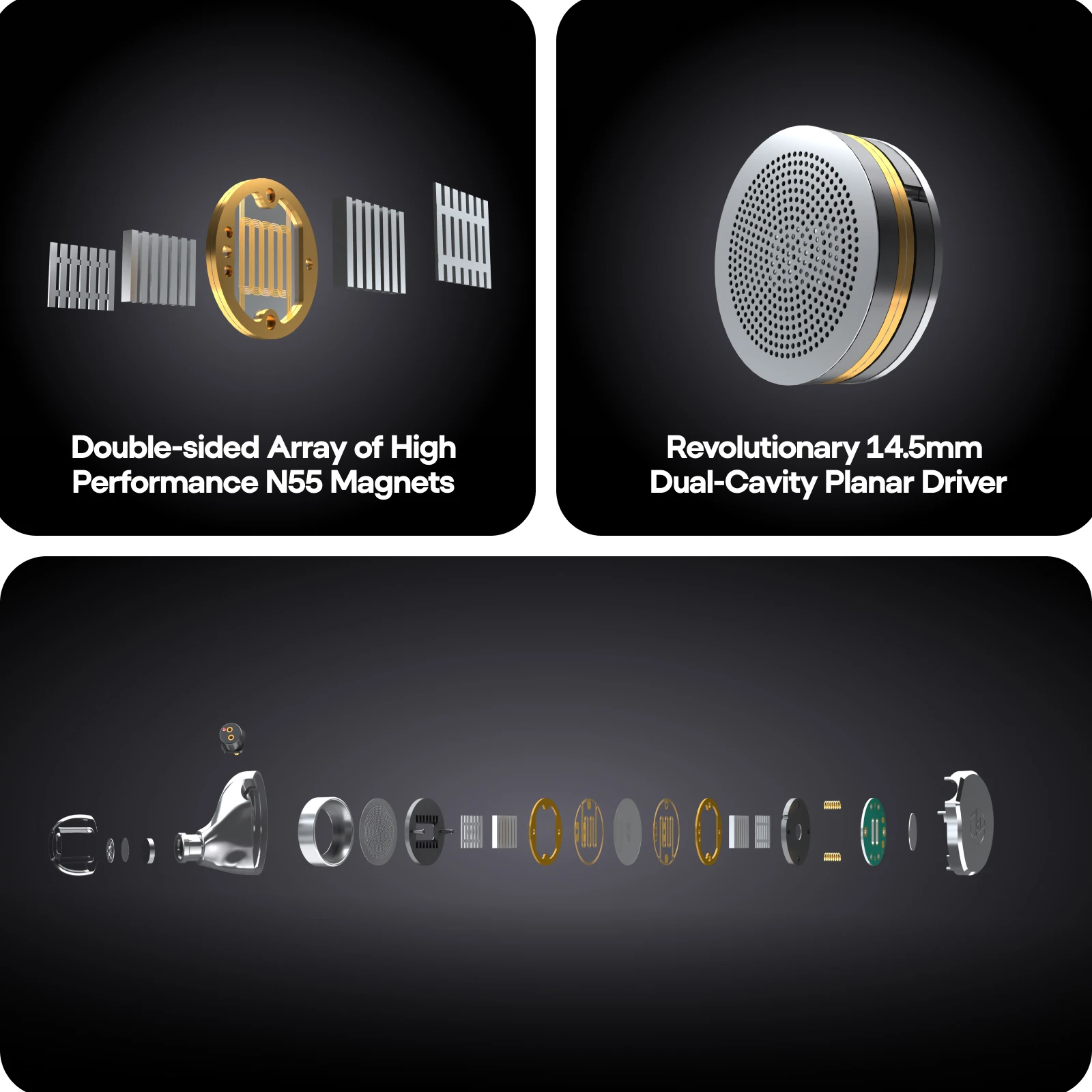 7Hz x Crinacle: Di-ablo/Divine Planar Magnetic Driver In-Ear Monitors z wysokiej jakości aluminiową obudową i odłączanym kablem — zdjęcie produktu 5