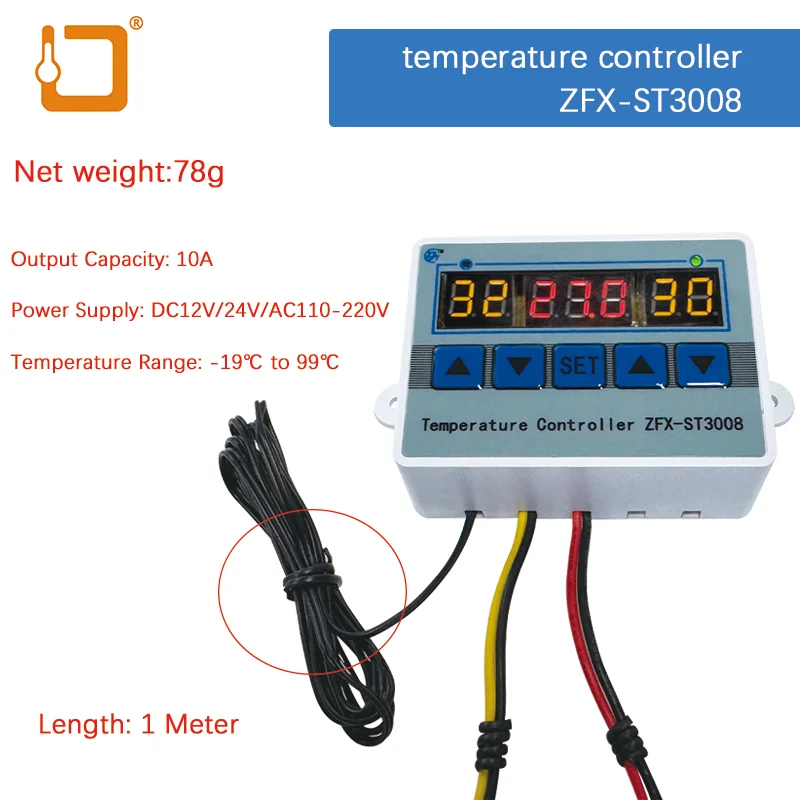 

Multifunctional High-Precision Time & Temperature Control Switch ZFX-ST3008 - Compatible with DC12V/24V & AC110-220V