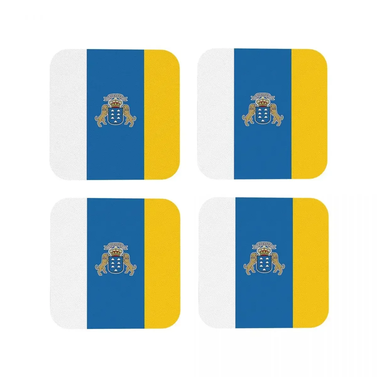 

Подставки под чашки с флагом Испании, Океано, Канарские острова, кухонные подставки-салфетки, термоизоляционные подставки для кофе, для декора дома, набор из 4 штук