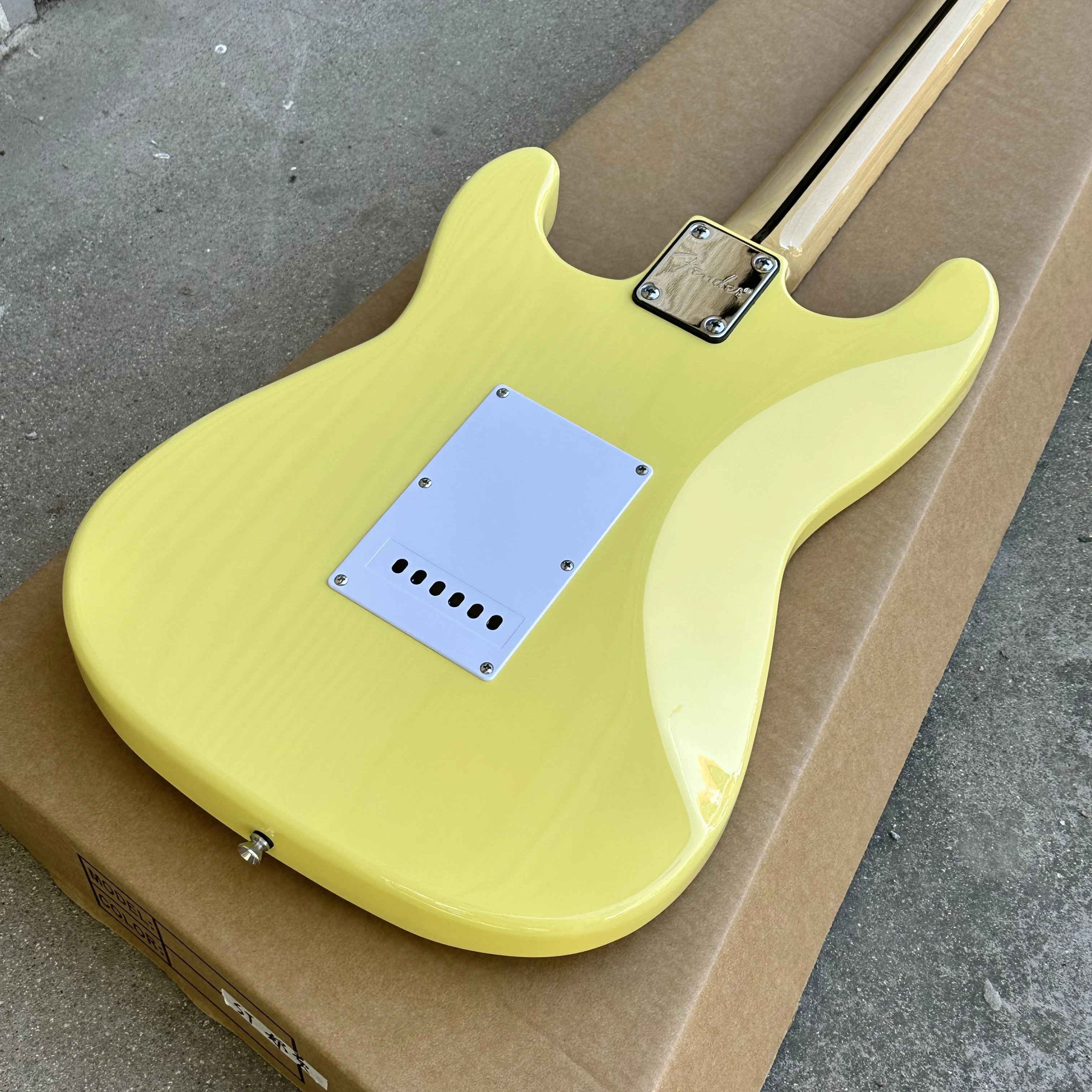 Hot Sale Cream yellow ST electric guitar Scalloped fingerboard,Big Head ,free shipping view 5