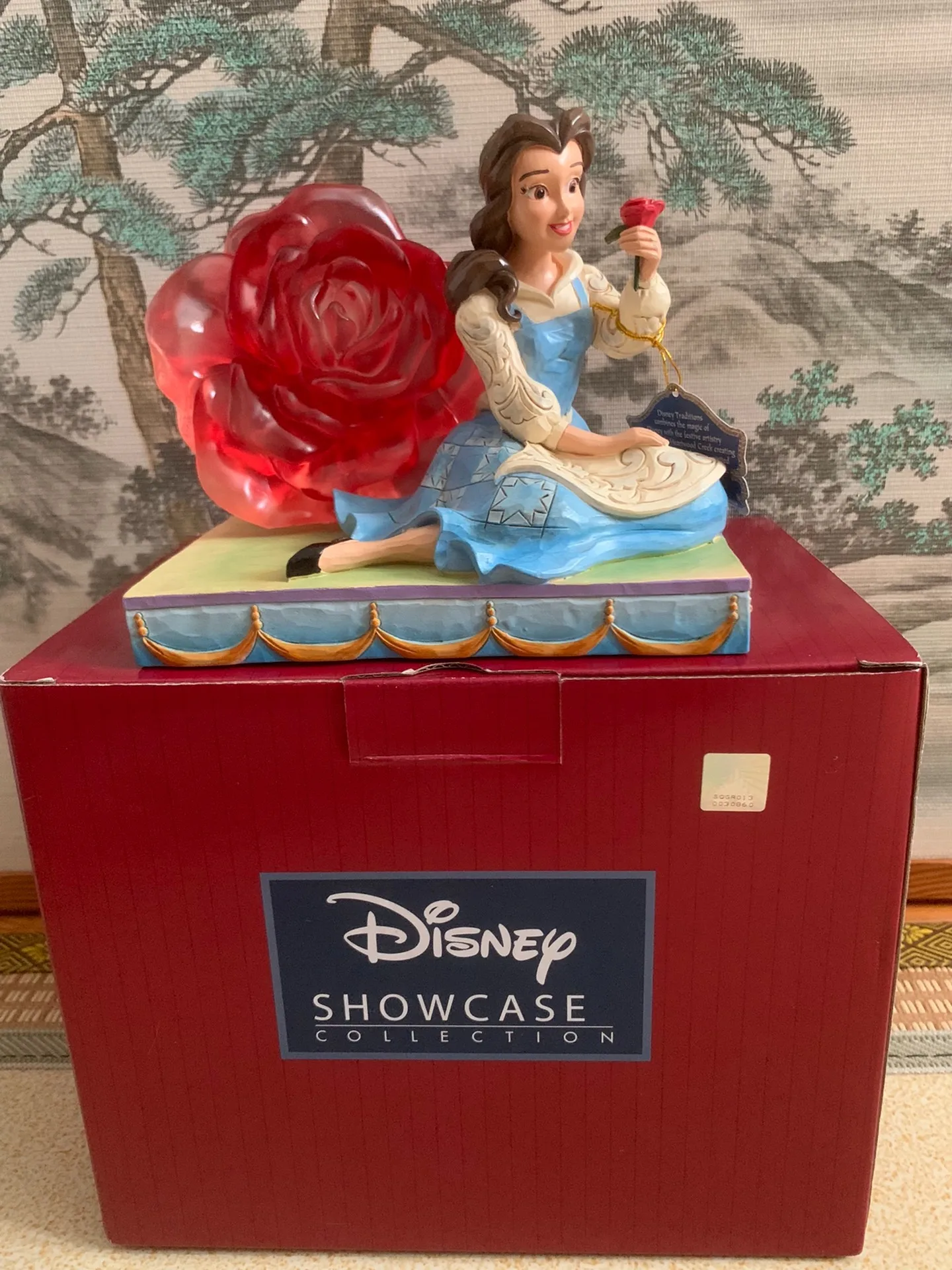 Disney Beauty and the Beast Princess Belle Rose Resin Figurine - Collectible Souvenir & Valentine's Day Gift