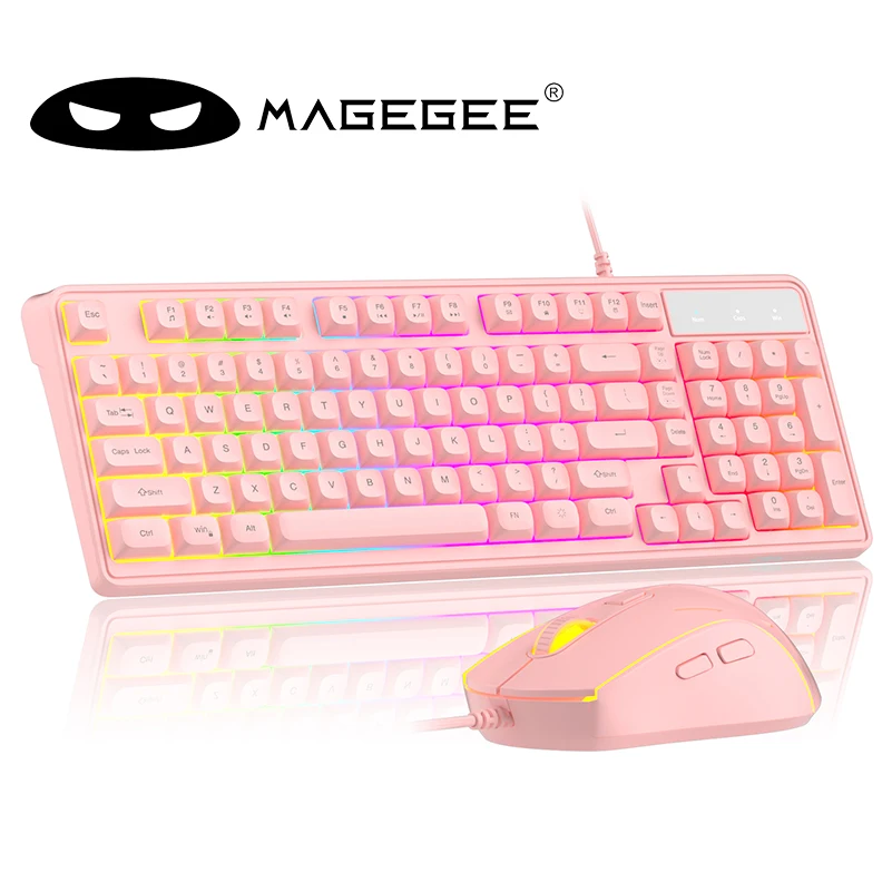 

MageGee 98 Key RGB Mechanical Keyboard and Mouse Set Wired Gaming Combo Ergonomic Silent ABS Keycaps for PC Laptop Office