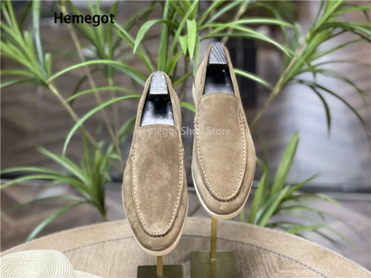 Matte Leather Breathable Square Toe Loafers Men's British Summer Business Casual Leather Shoes Slip-On Suede Leather Men's Shoes