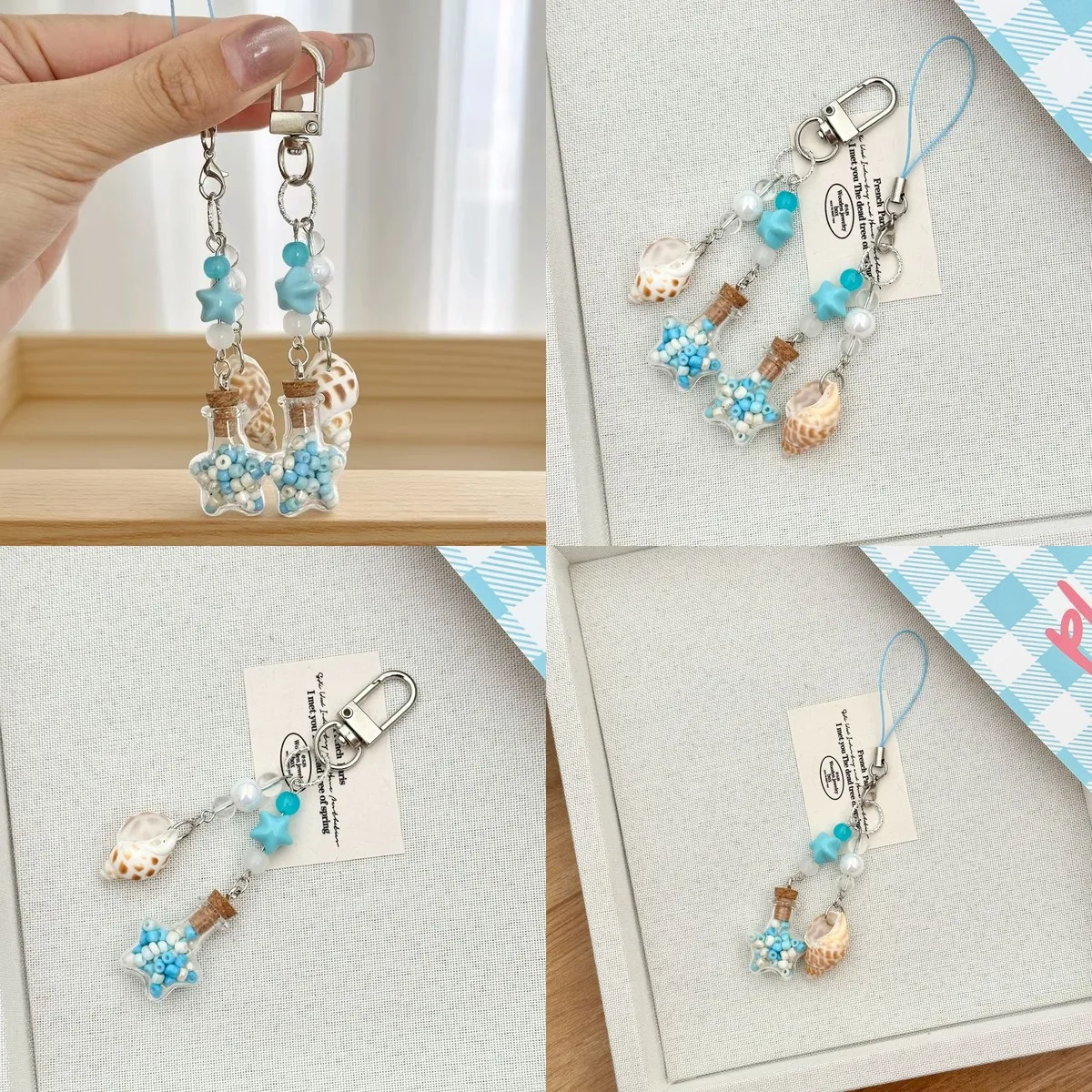 Original Sea Salt–Themed Mini Bottle Keychain for CCD Camera, Phone Strap & Bag Charm – Handmade Ocean Decor Accessory