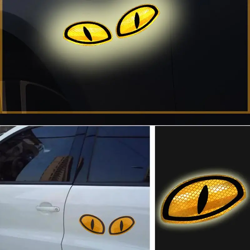 Car Stickers Reflective Decal Waterproof Adhesive Eye Decals Round Eyes Stickers For Motorcycle Helmets Big Eyes Pattern Sticker