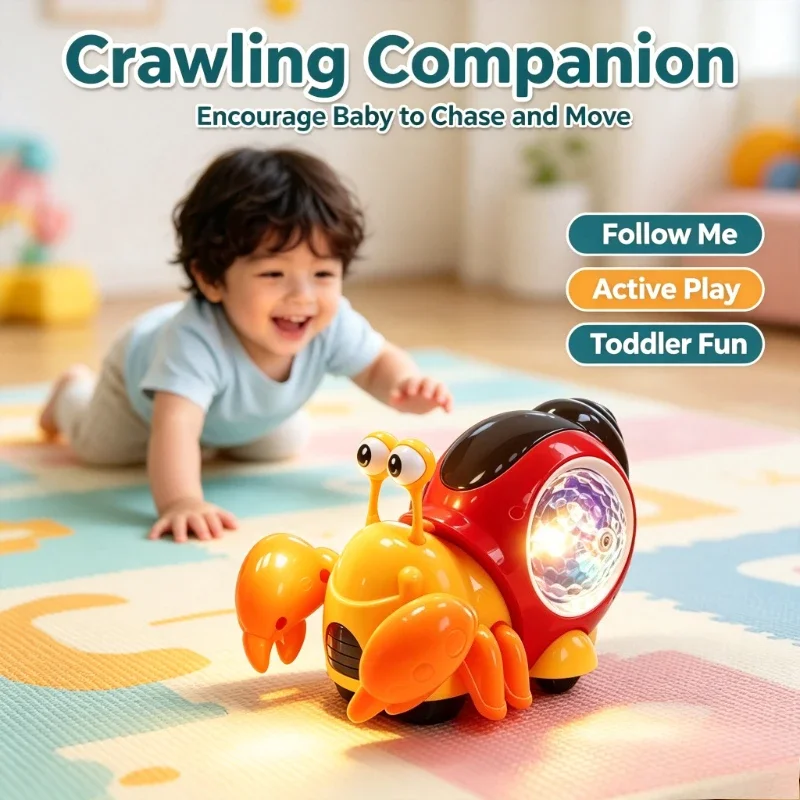 Early Play Electric Hermit Crab Toy Universal Wheels Light Music Creative Gift For Little Kids