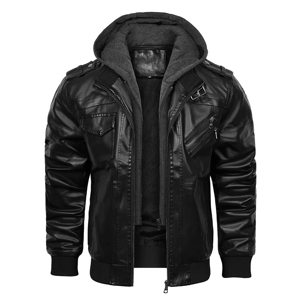 

High Street Clothing Men's Retro Lapel Leather Casual Jackets Autumn Casual Motorcycle Slim Fit Male Jacket Biker Leather Coats