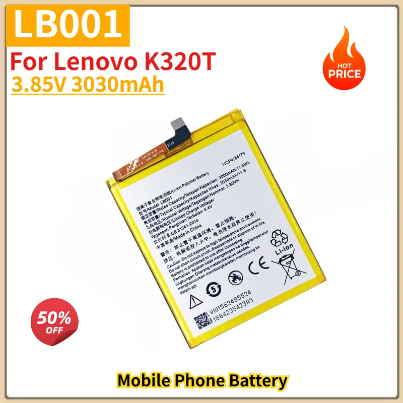 LB001 Battery 3.85V 3030mAh For Lenovo K320T Mobile Phone High Quality Replacement Battery