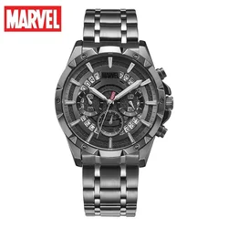 MARVEL The Avengers Original Mens Chronograph Quartz Wristwatch Calendar Coated Glass Steel Male Military 24 Hour Luminous Clock