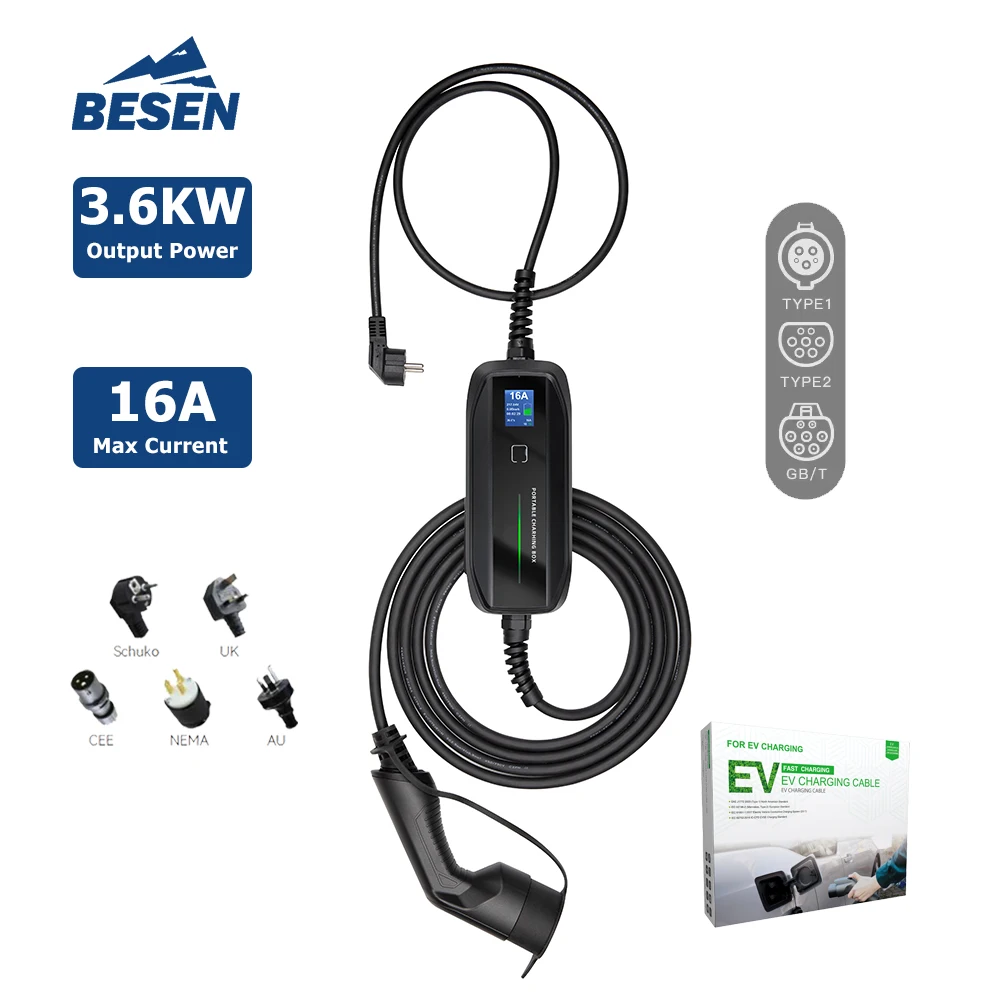 

16A to Schuko Plug Portable EV Charging Box Car Charger Cables