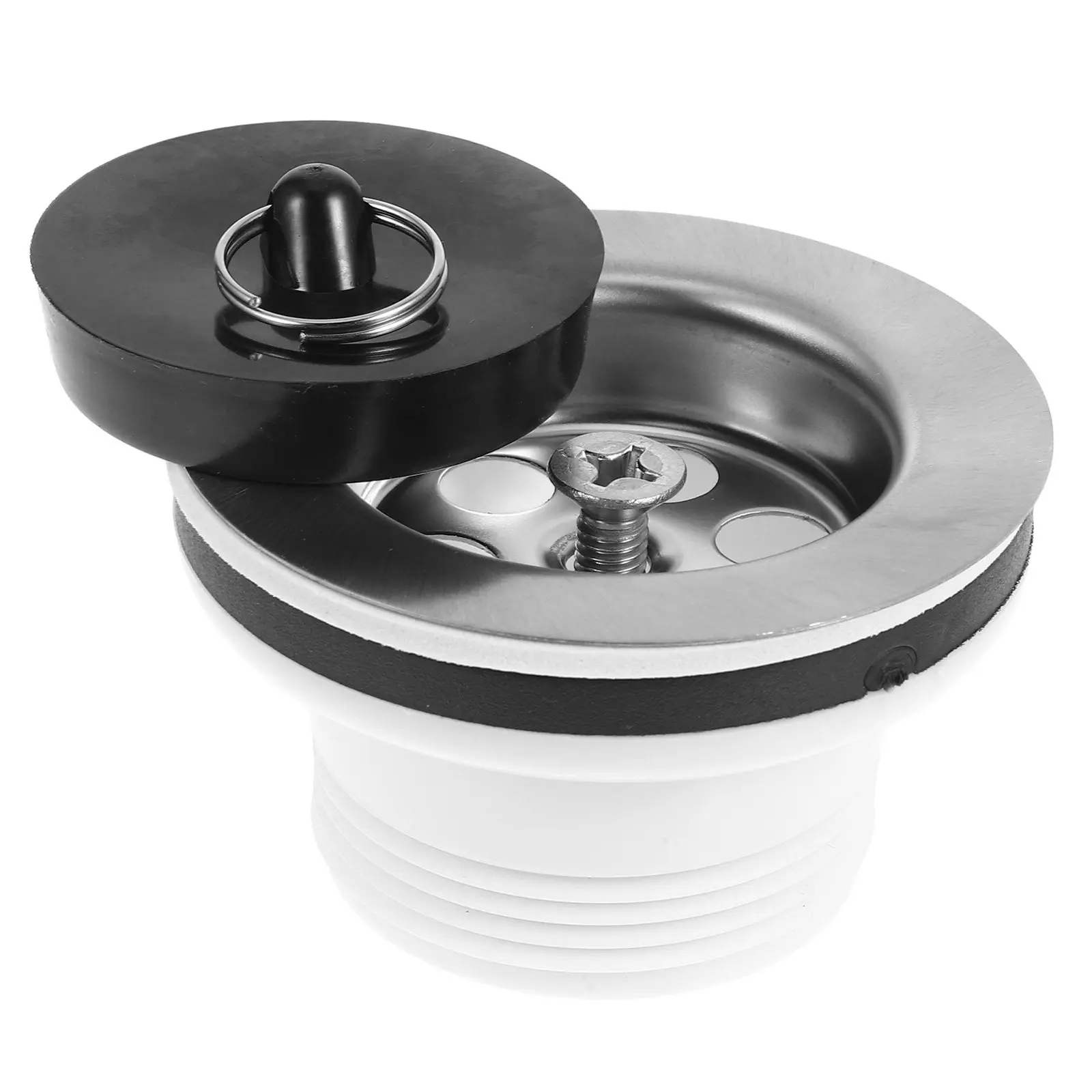 Sink Drain Kit Utility Tub Strainer Plug for Laundry Tub Kitchen Bathroom Drain Stopper Clog Prevention Saver