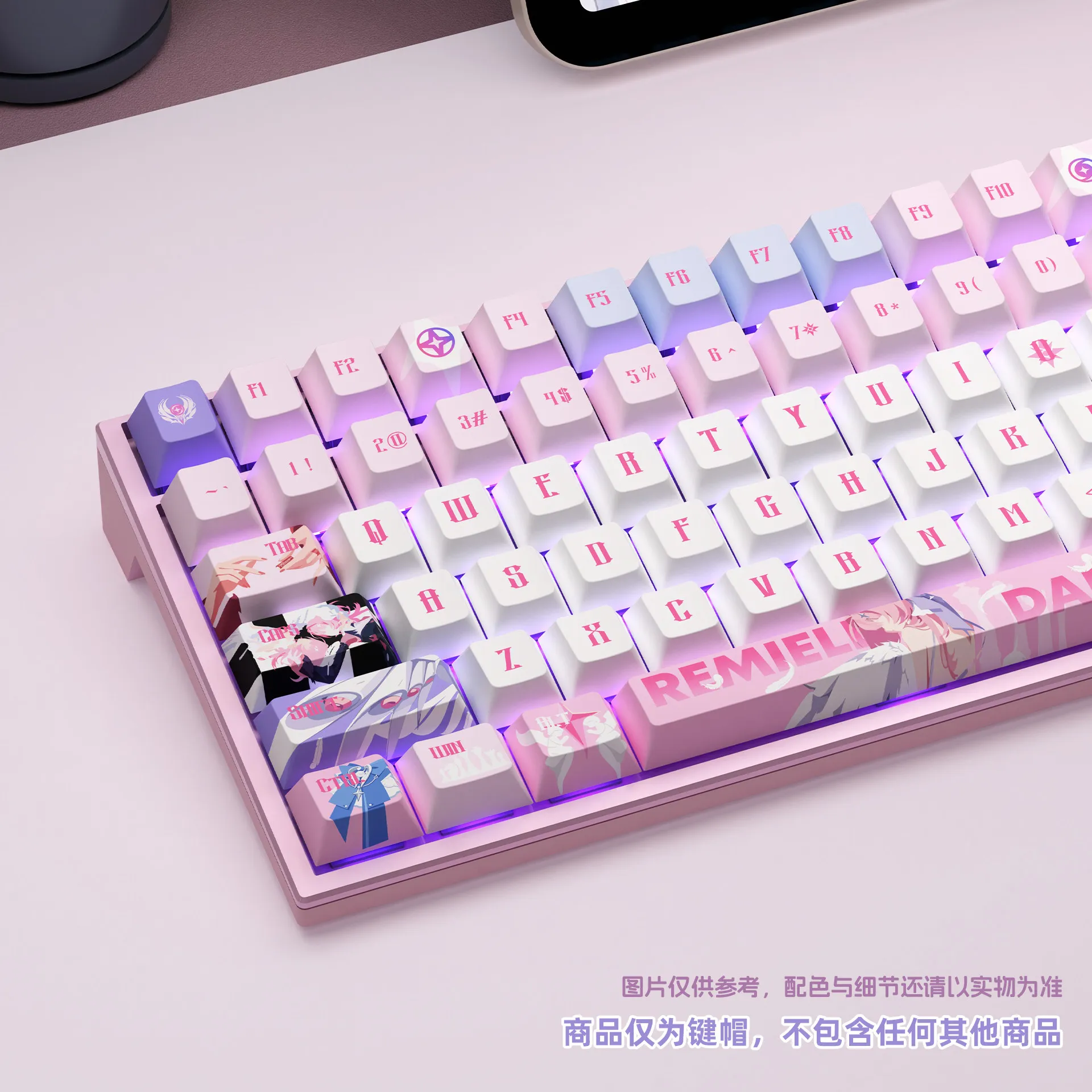 Custom Remi El Dan PBT Dye-Sub Side-Legends Translucent Keycap Set,Original Height,Magnetic-Switch Compatible,for ROG Azoth EV63