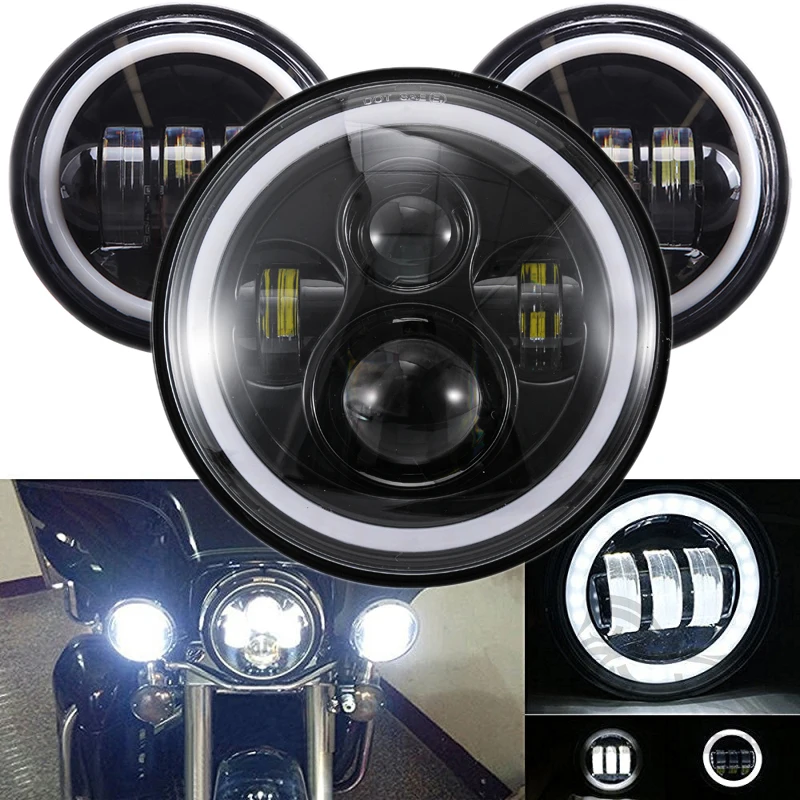 

2pcs 4.5 inch Motorcycle Led Fog Light DRL Led Fog Angel Eyes 30W Round Waterproof 1/2 Auxiliary Passing Lamp Touring Motorbikes