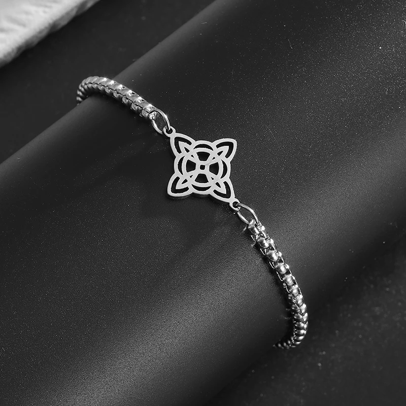 Stainless Steel Witch Knot Bracelet for Women Fashion Charm Irish Lucky Talisman Jewelry Girls Gift