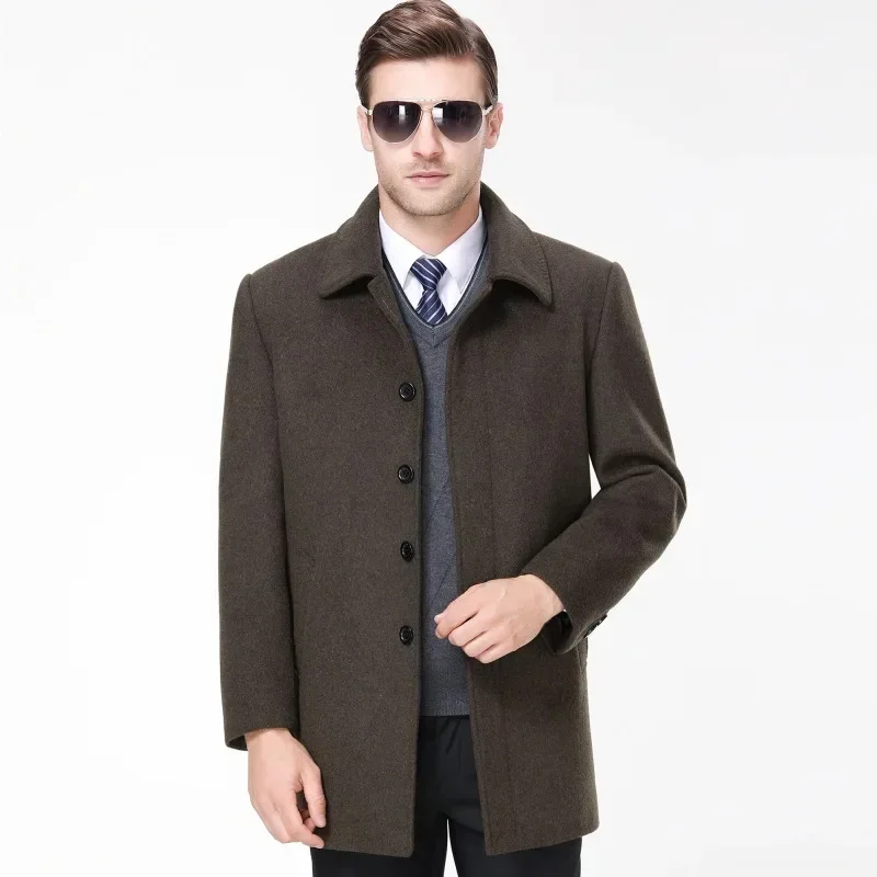 

Cashmere 60% Wool Coat Men's Polo Collar Plush Thick Warm Coats for Men Business Casual Clothing Male Clothes Abrigos FCY4723