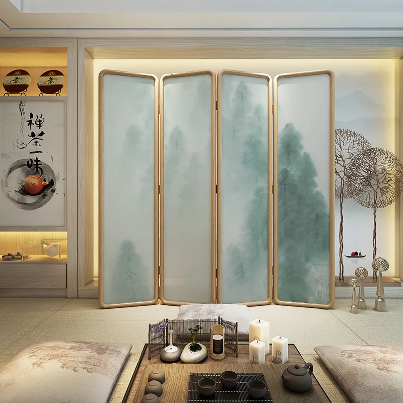 New Chinese screen partition living room bedroom block home entrance Zen jungle folding mobile folding folding screen