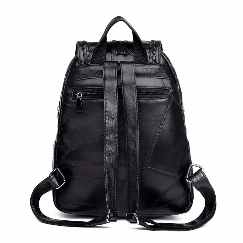 Mochila de viaje con cremallera para mujer, bolso de hombro de cuero PU suave, bolso de estudiante, bolso informal de viaje