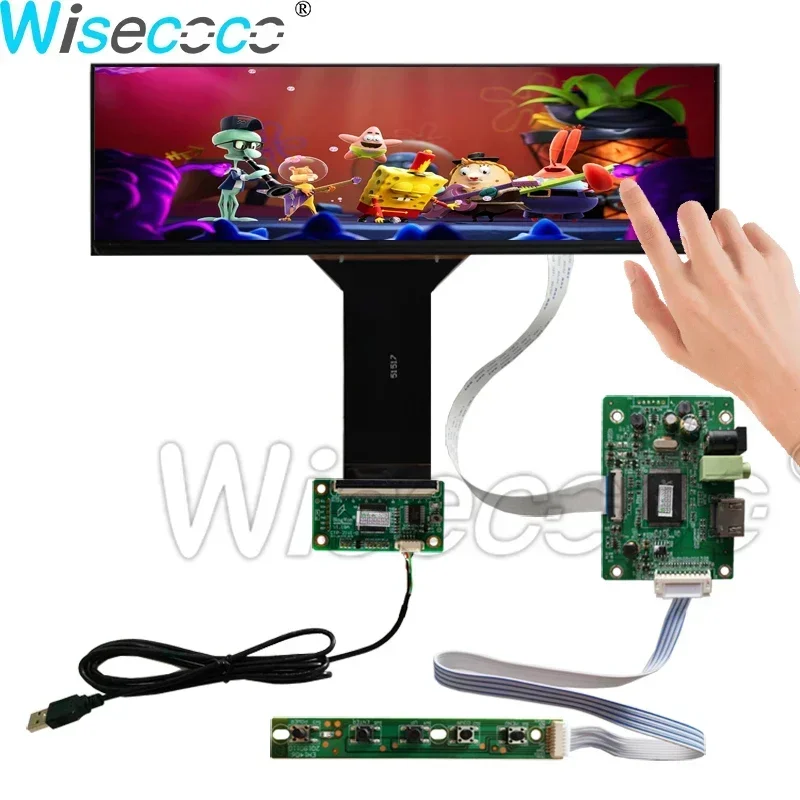 Wisecoco 12.6 Inch IPS LCD Display Capacitive Touch Screen EDP Control Board for Stretched Bar Y60 AIDA64 Shelve Monitor