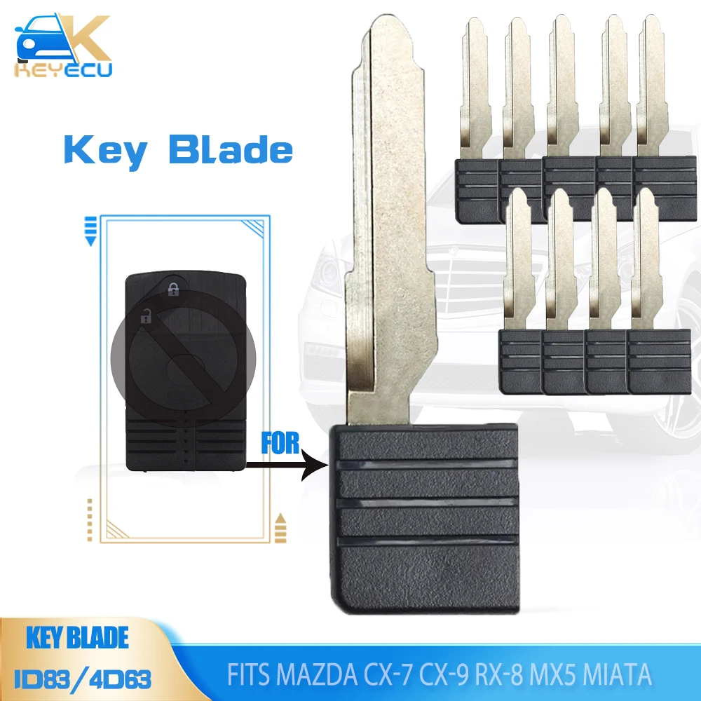 

KEYECU 10PCS for Mazda CX-7 CX-9 RX-8 MX5 Miata Uncut Insert Emergency Blank Key Blade Fob