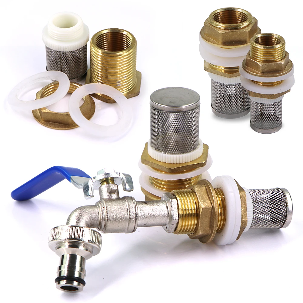 خزان مياه نحاسي مشترك مع فلتر ، طوق سيليكون ، وصلة اقتران ، ري الحدائق ، محول خط أنابيب ، خزان أسماك ، من من من من من النحاس الأصفر ، 1 بوصة #4