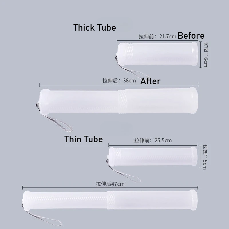 1pc/2pc Extendable Plastic Brush Case Clear Paint Brush Holder Long Brushes Tube Storage Watercolor Pen Container Drawing Tools