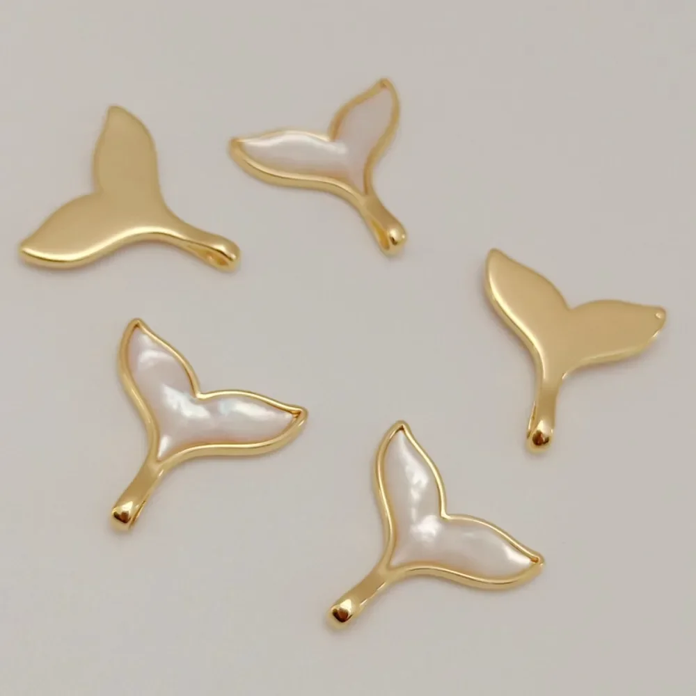 

Diy Jewelry Material: 14K Gold-plated Accessory with Arc-shaped Cat's Eye, Natural Shell and Mermaid Tail Pendant