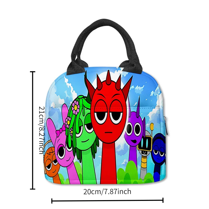 8inch Sprunki Lunch Bag Shoulder Bags For Students Crossbody Bags Large Capacity Lunch Bag Sprunki Box Lunch Bags Cartoon Bags