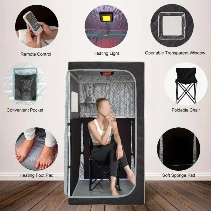 Portable Far Infrared Sauna Full Body Home Spa Bath With Heating Foot Pad And Fold Chair New Style Personal Indoor Saunascheap A