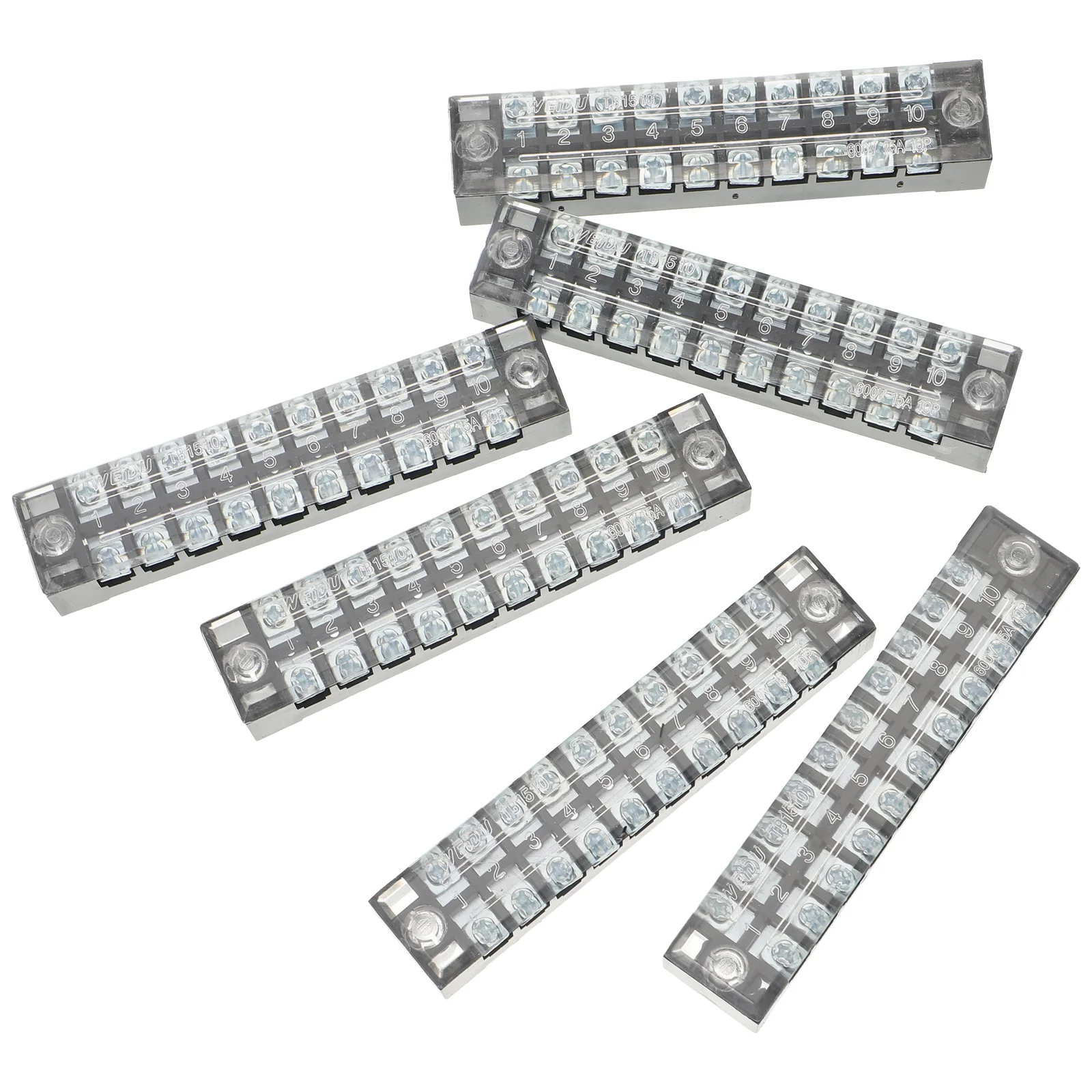 6pcs TB-1510 Terminal Block Wire Connector 15A 10-position Fixed Terminal Block Terminal Board 15A 10-position Terminal Board