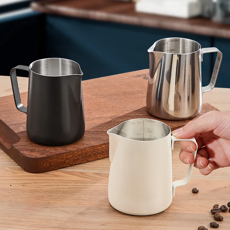 350/600ml Stainless Steel V-Mouth Milk Frothing Pitcher Foam Milk Jug Coffee Utensils Barista Craft Milk Bubble Jar Family Café