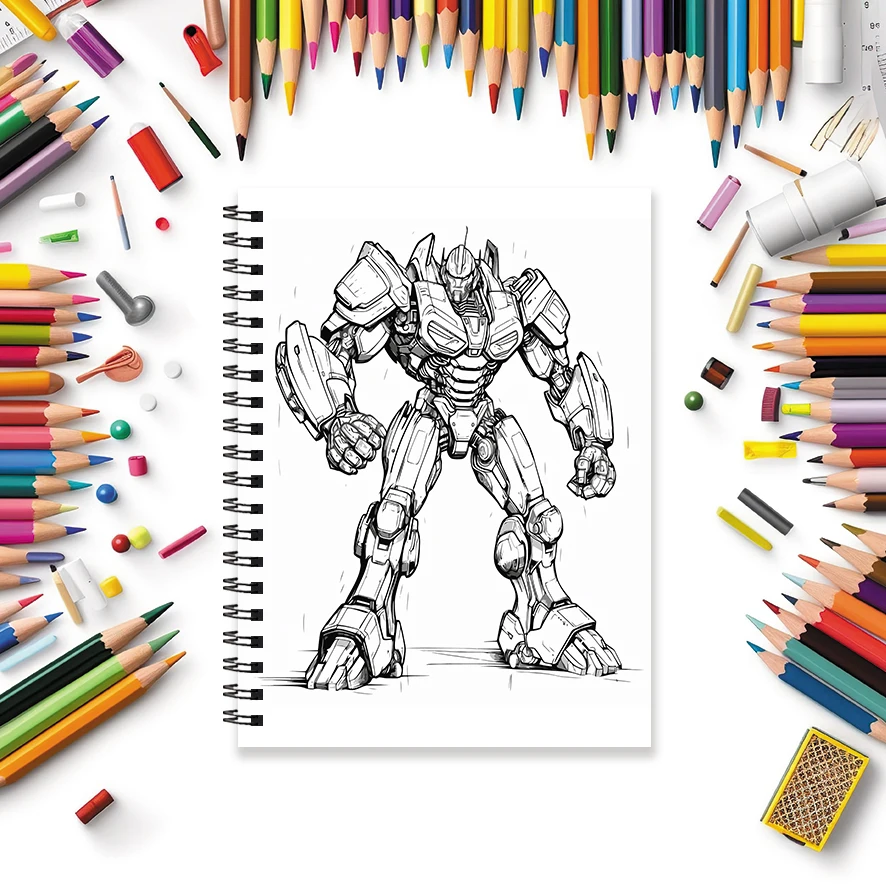 Robot Coloring Book for Adults - 8.3x 11.2 Inch 32 Page Coloring Book - Helps Reduce Stress and Ease Emotions
